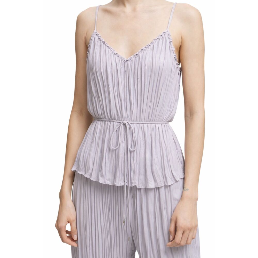 SAINT ART Murphy Chiffon Belted Blouse Gray/Purple Small